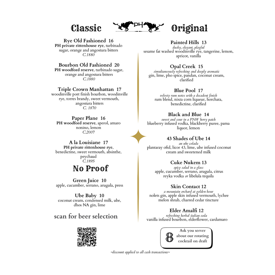 Cocktails menu