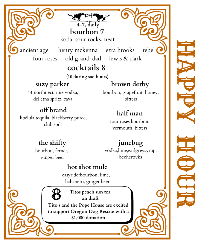 Happy Hour menu, page 2
